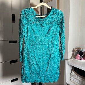 H&M Women’s Plus Size Elegant Blue Teal Lace Dress Size 14